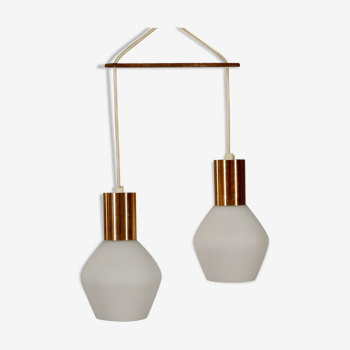 Suspension scandinave à 2 pendants en opaline