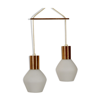 Suspension scandinave à 2 pendants en opaline