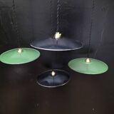 4 enameled sheet metal pendants