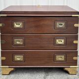 Commode scriban de marine bois laiton vintage et sa chaise