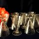 Set of 10 engraved glass water glasses from the 1930s 1940s tabletop art