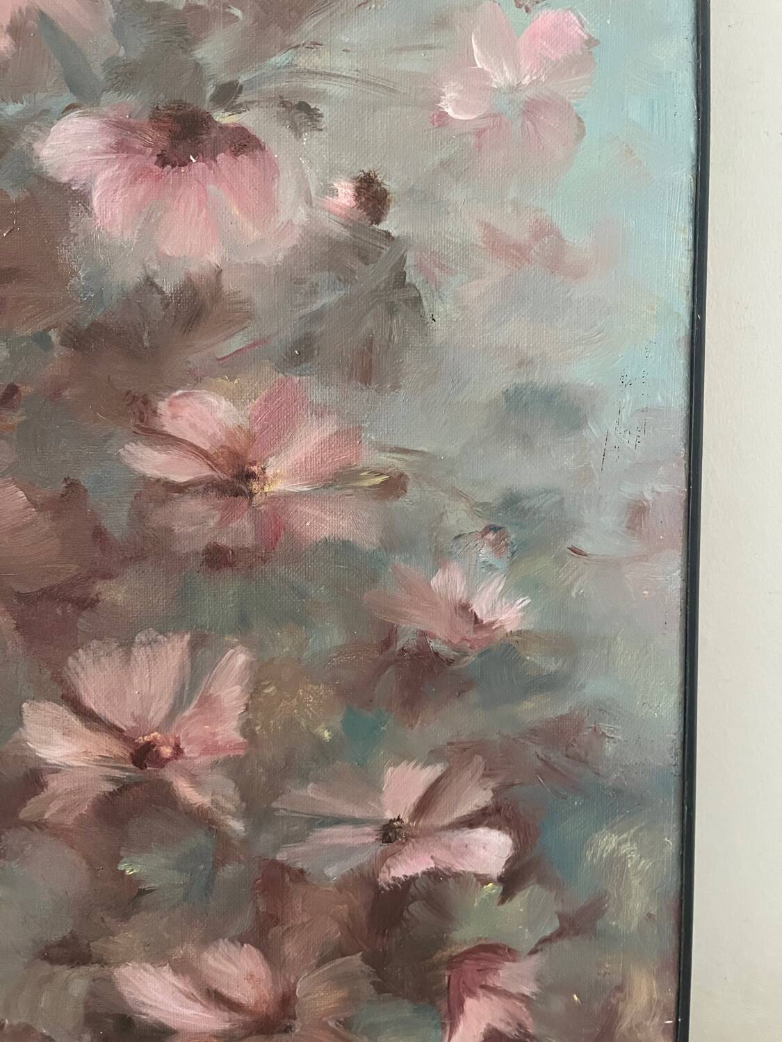 Flowers, oil on canvas signed by Nicole de Fourmantel, 1997