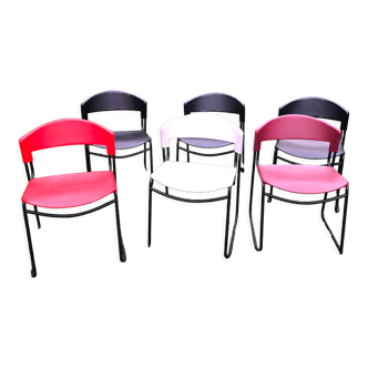 Chaises Assisa de Paolo Favaretto Italy Steelcase Strafor années 70