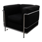LC2 armchair in black fabric – Design Le Corbusier, Pierre Jeanneret & Charlotte Perriand, 60s