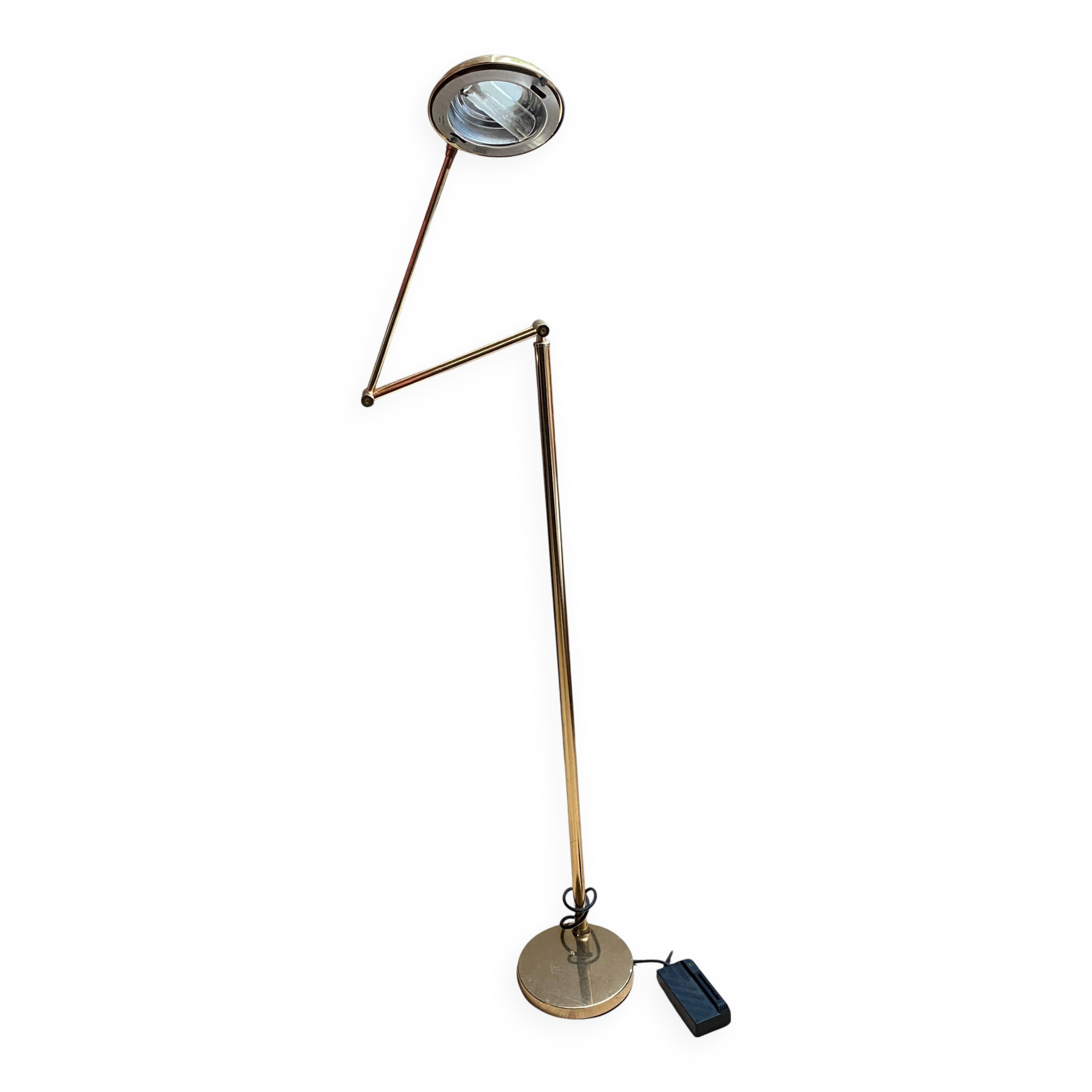 Articulated halogen lamp in chrome-plated brass – 1990s design – Italy