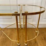 Table basse tripartite en laiton et verre