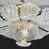 Charming transparent Murano glass leaf ceiling light or chandelier, 1970s