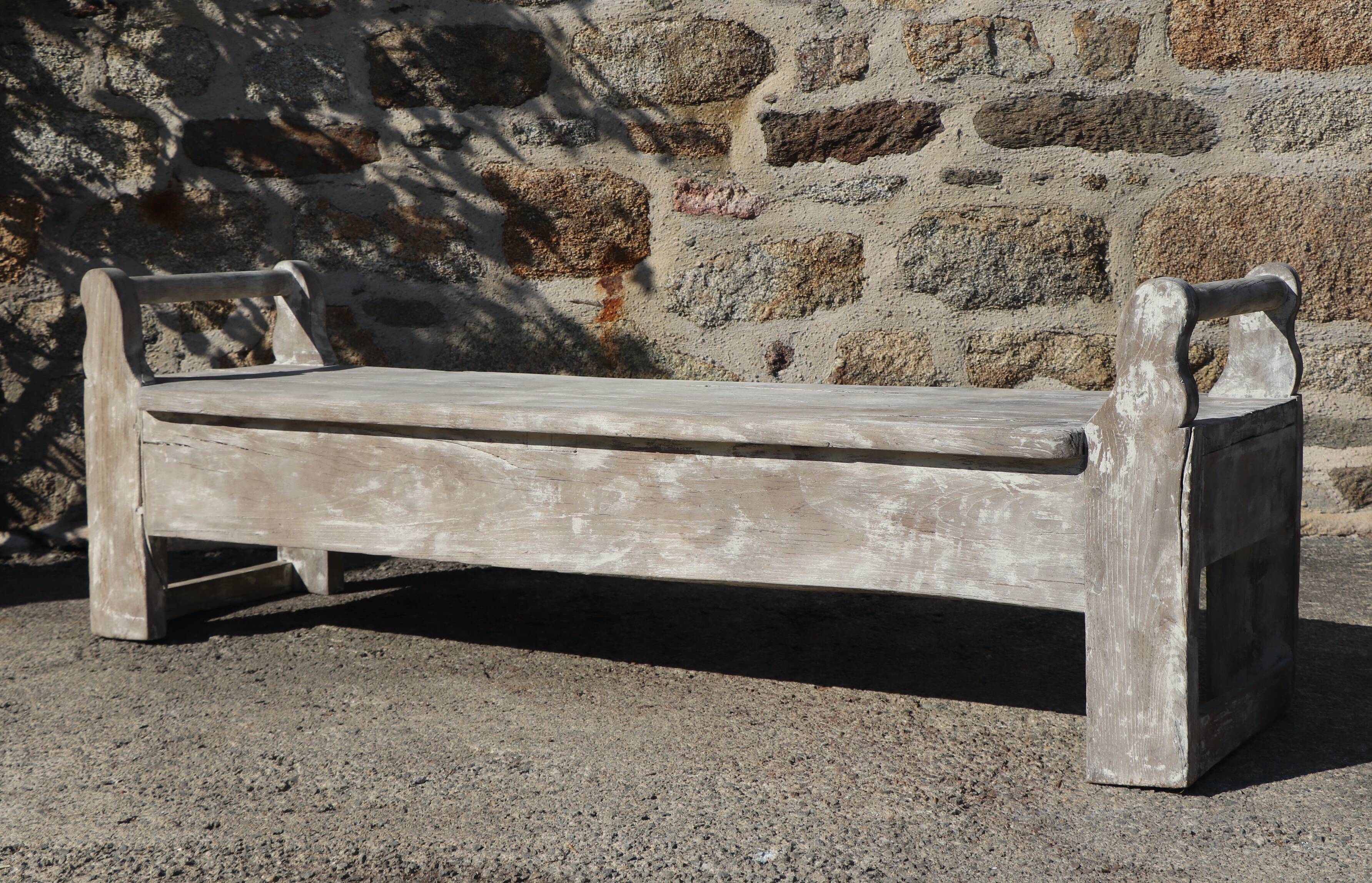 Large bench 19th solid wood patina