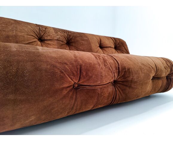 Mid-century modern 3 seater italian sofa in brown velvet