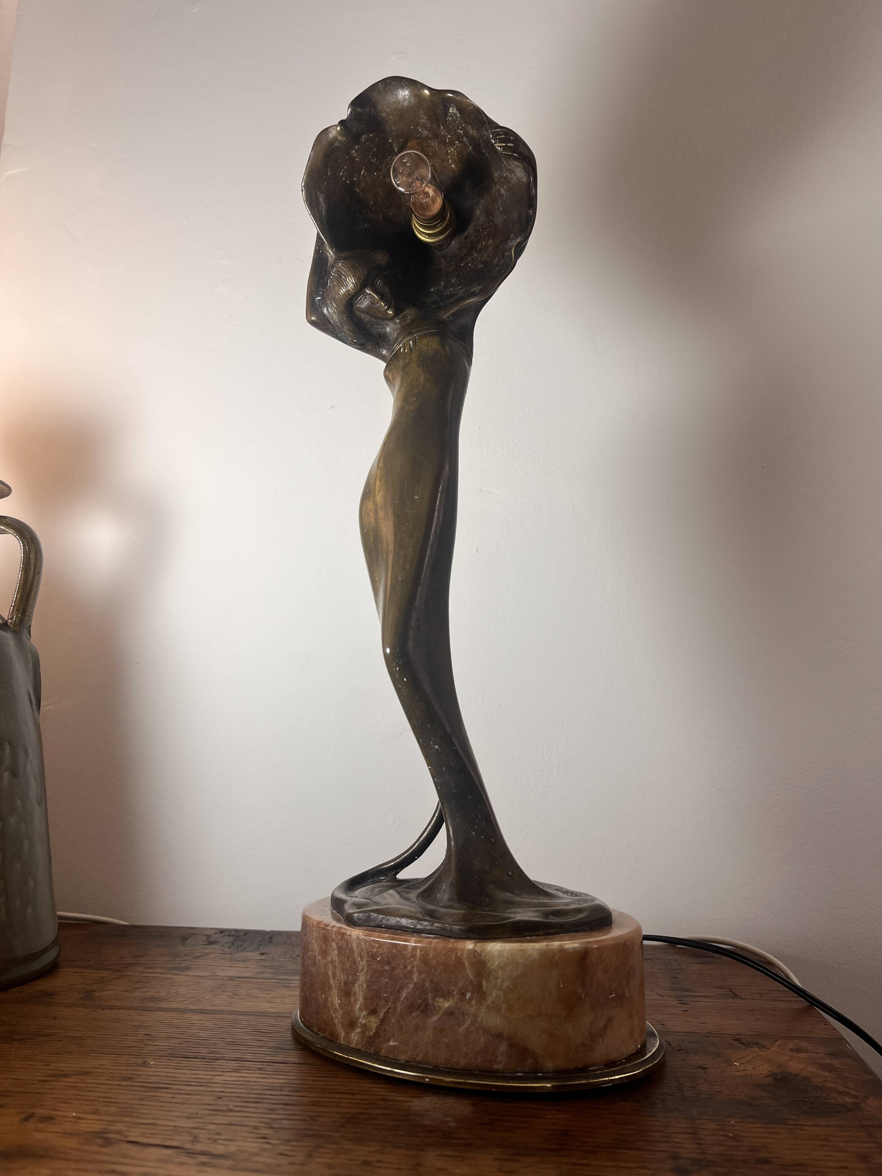 Bronze Art Nouveau lamp