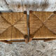 Pair of Antique Carved Wood Stools + Vintage Straw Seat #E029
