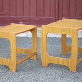 Pair of scandinavian-style wooden nesting tables, coffee tables, bedside tables