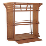 Cloakroom entrance shelf with rattan mirror