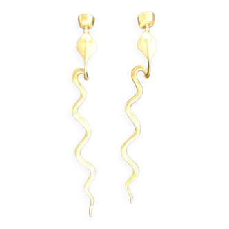 2 large bronze sconces snake cobra deco mid century candle holder