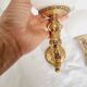 2 classic golden cherub wall lights and globe lampshades in perfect condition.