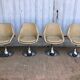 Set of 4 chairs tulip armchairs in beige skaï 1970