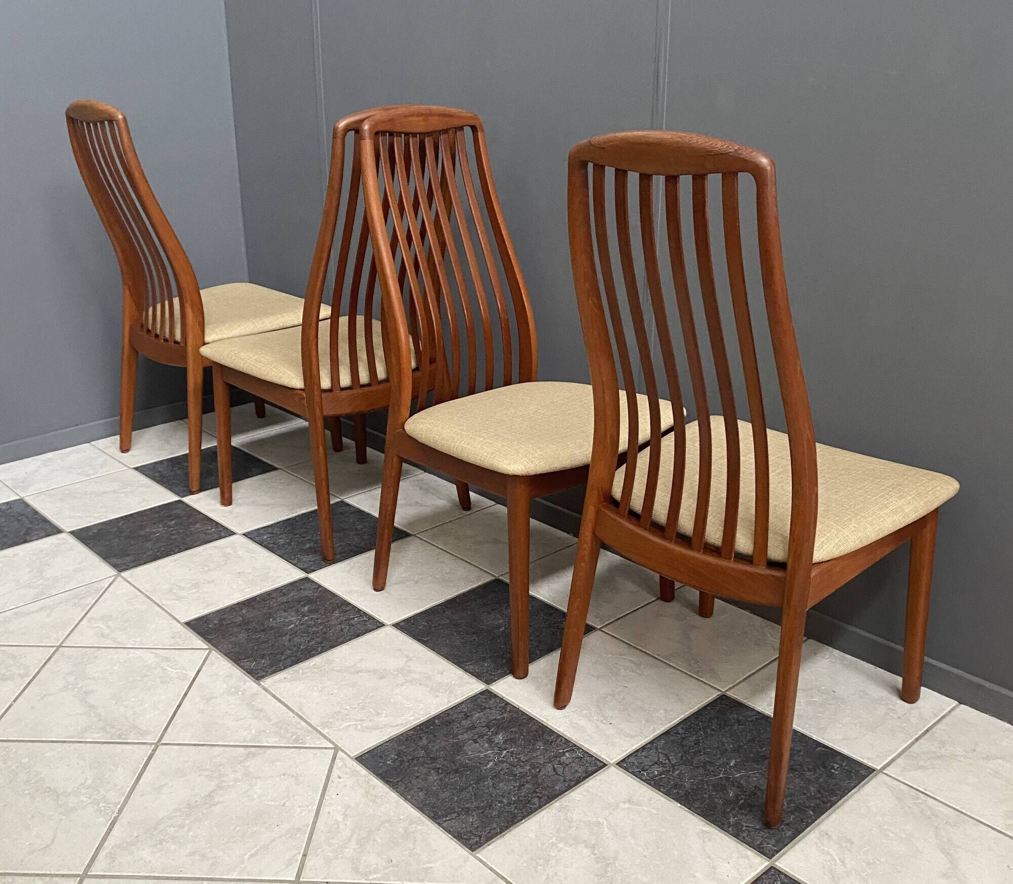 set of 4 Teak Kai Kristiansen chairs  for  Schou Andersen 1960s Denmark