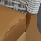 Handcrafted Italian lounge chair by Driade in wood, rope & leather, Italy, 1990s