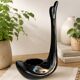 Vintage black ceramic swan planter – 1960s