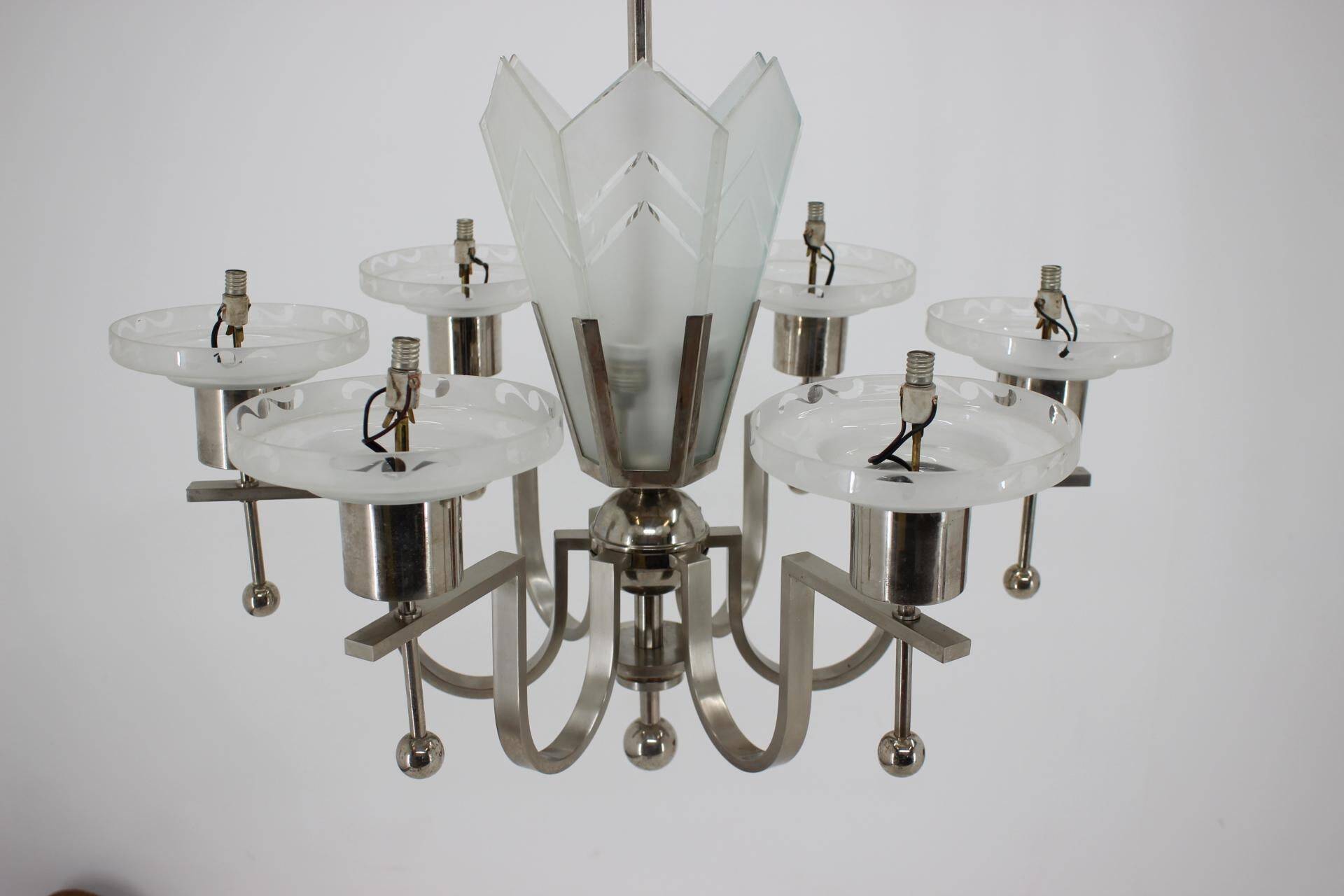 Large Bauhaus chrome pendant, 1930s / Functionalism