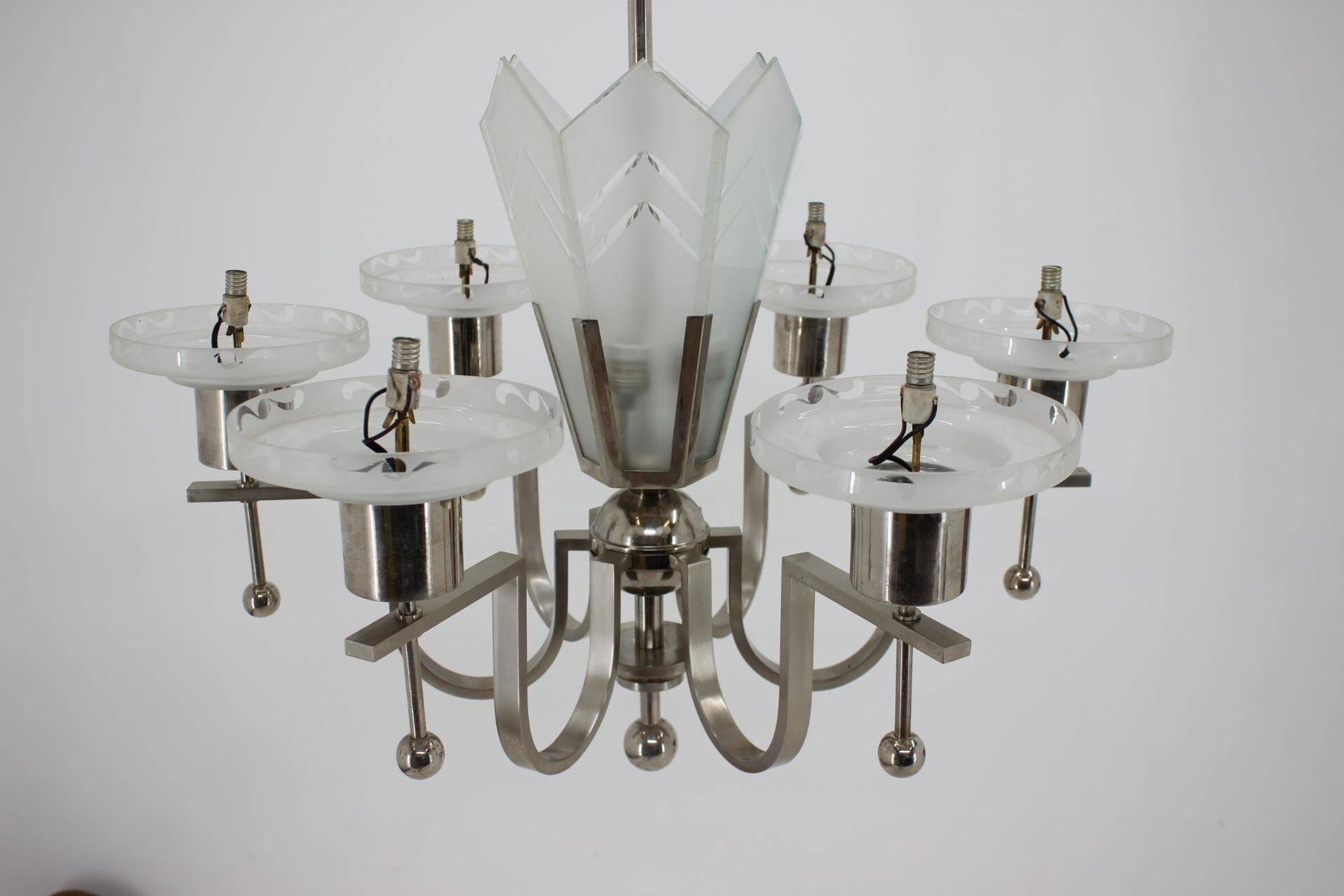 Large Bauhaus chrome pendant, 1930s / Functionalism