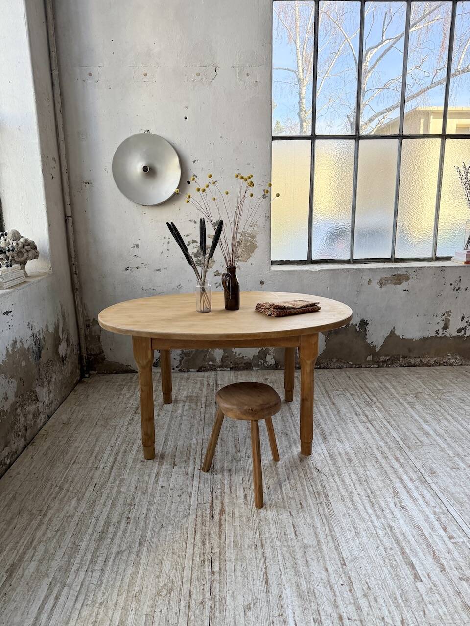 Oval farmhouse table oak 1960