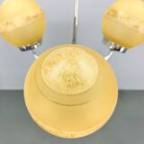 Lustre en chrome et verre dépoli des années 1950