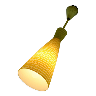 Peill & Putzler mid century pendant lamp 1950s yellow and white glass