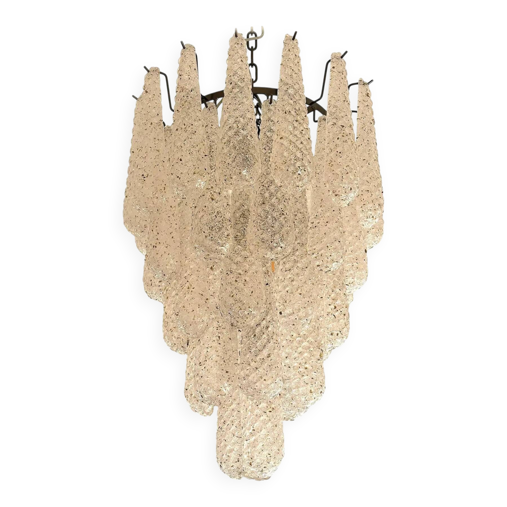 Venetian Murano Glass "Shell" Chandelier in Black Nickel, Mid-Century