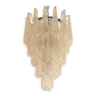 Venetian Murano Glass "Shell" Chandelier in Black Nickel, Mid-Century