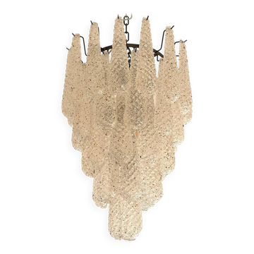 Venetian Murano Glass "Shell" Chandelier in Black Nickel, Mid-Century