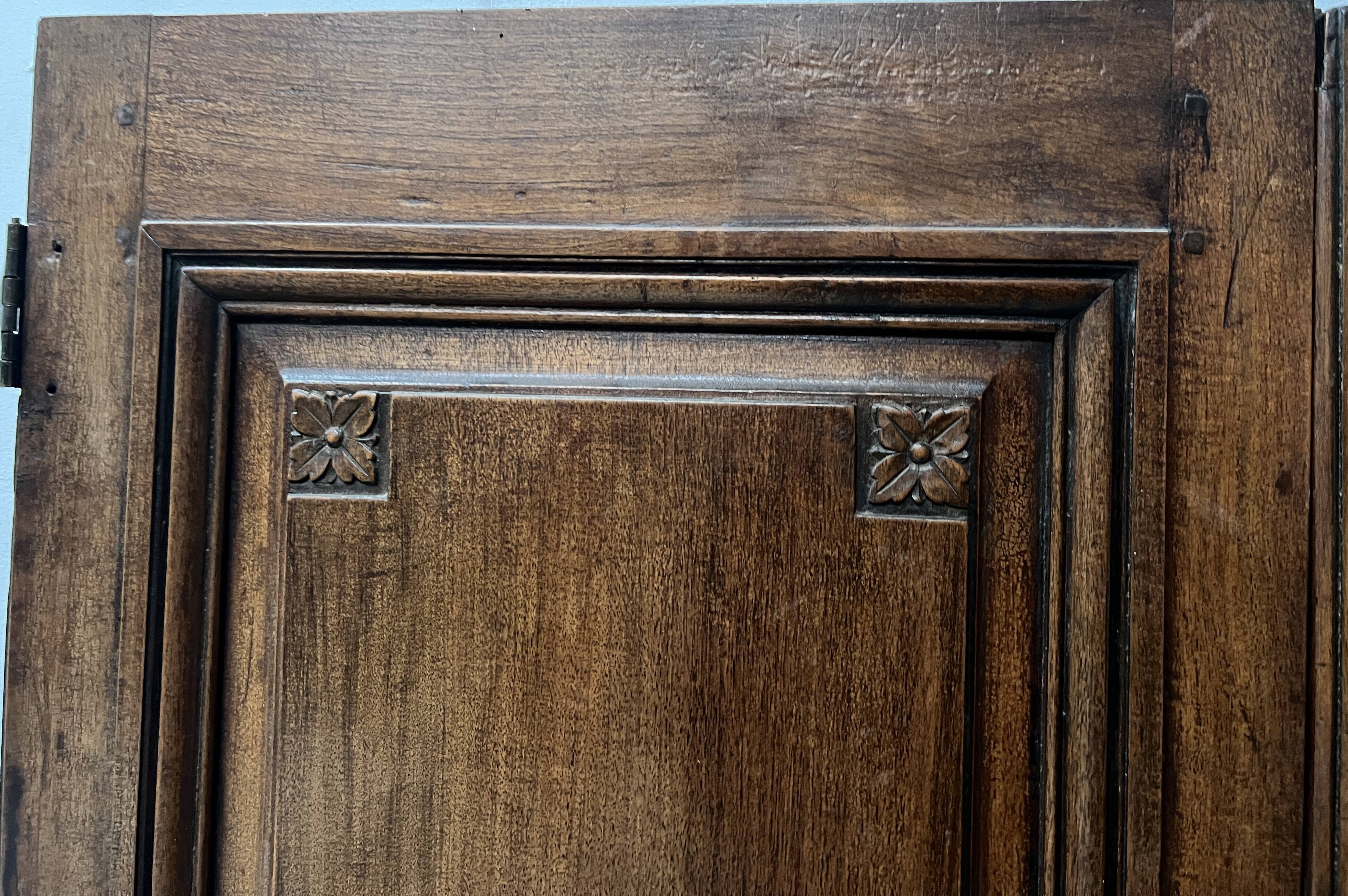 Pair of 18th-century solid walnut double-panel doors
