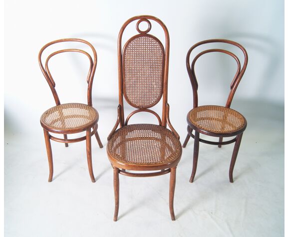 Lot de 3 chaises 'Long John' vers 1860 - Thonet, 2 no.14 et un no.17