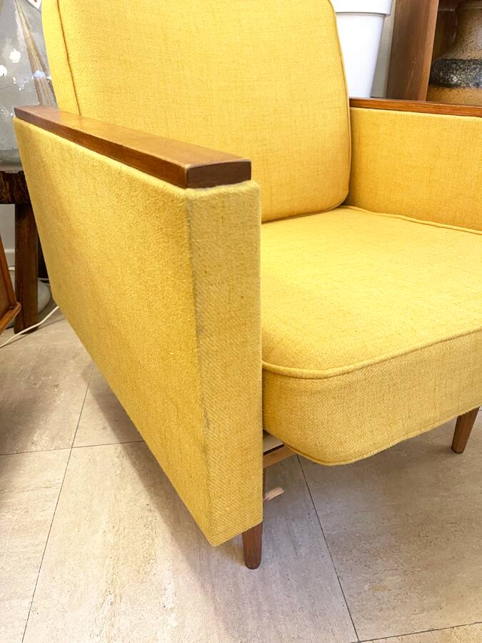 Mustard yellow Scandinavian armchair, 1950