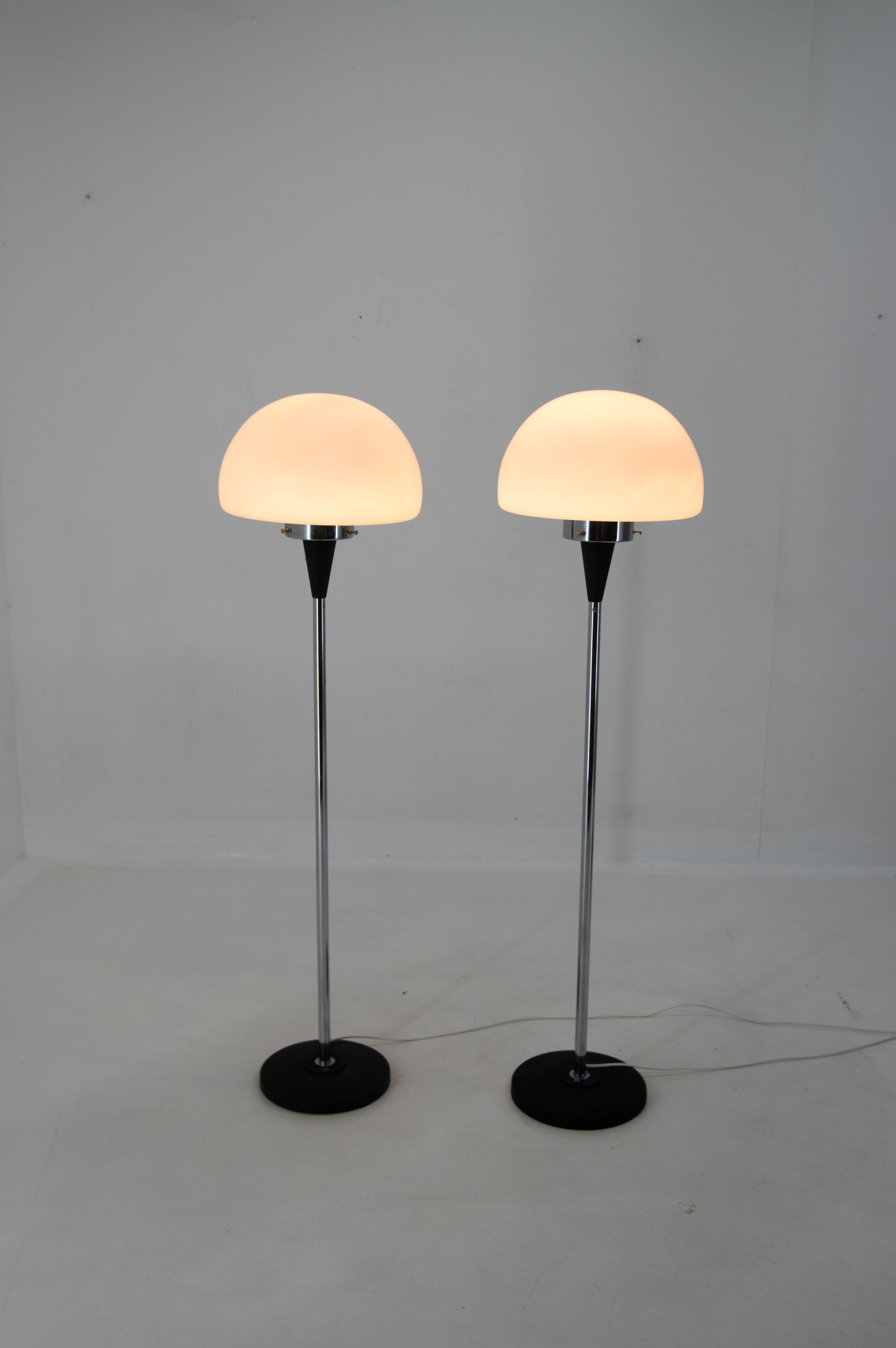 Pair of two floor lamps by Jaroslav Bejvl for Lidokov, 1960s