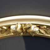 Cadre vide ovale doré ancien avec fleurs sculptées bois et stuc 63 x 53