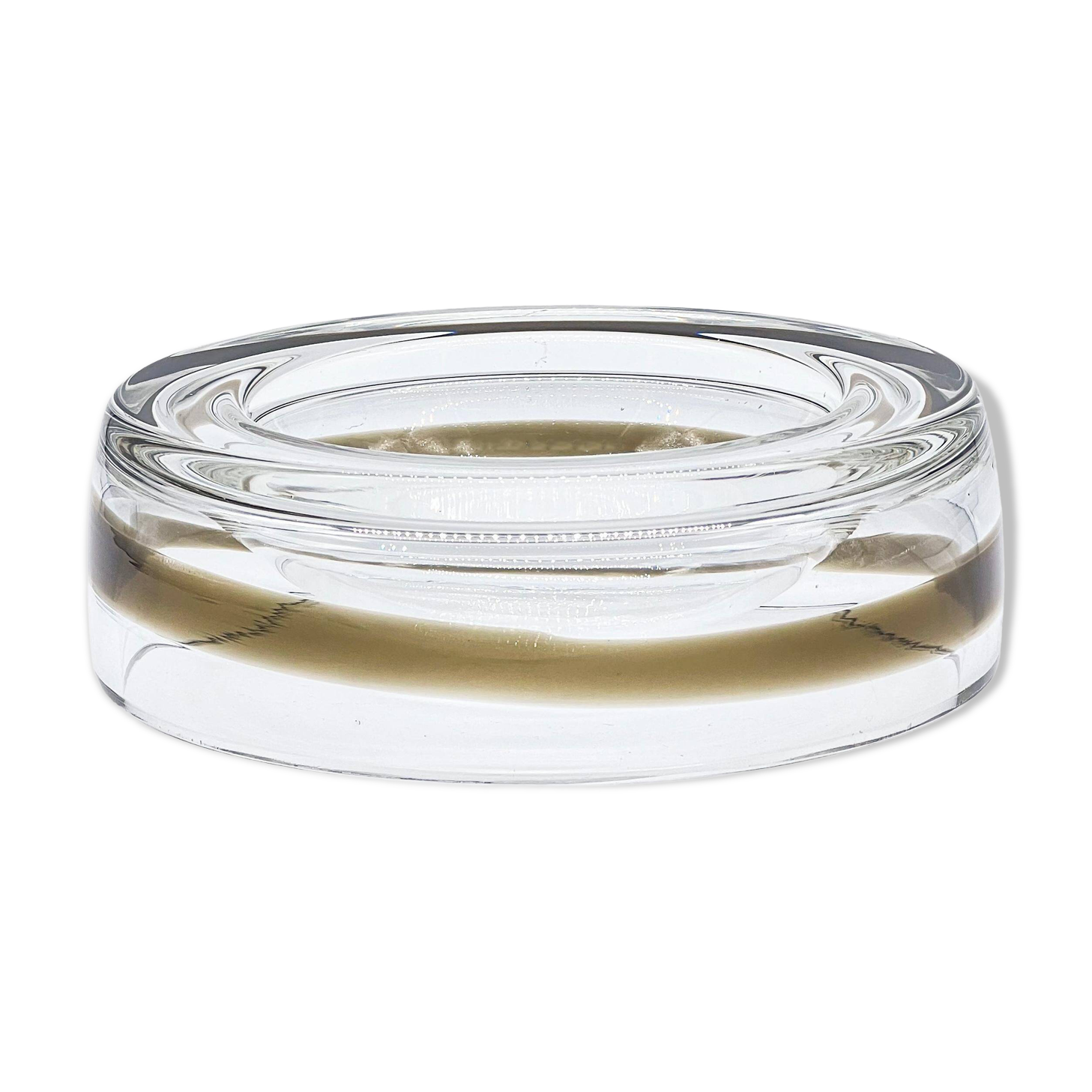 Timeless Murano glass valet tray in clear and brown glass 1970's