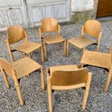 Series lot of 40 vintage stackable chairs in beech lubke year 1970