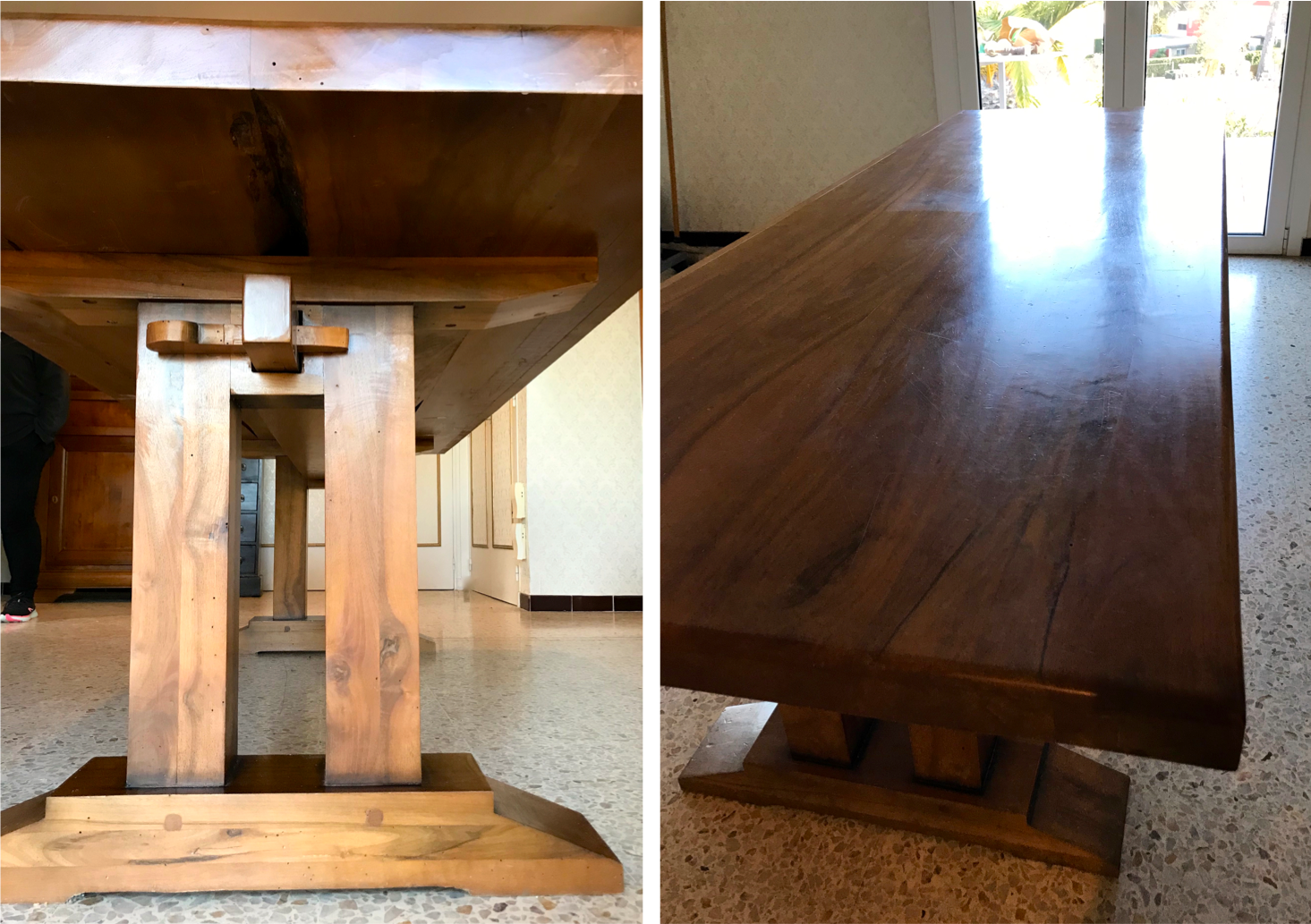 Dining table vintage solid wood refectory