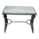 Table basse vintage fer forgé et marbre gris 80x50