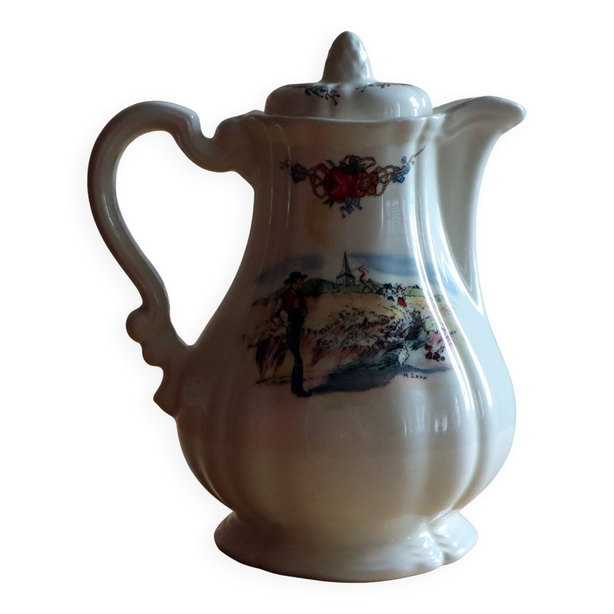 coffee pot / jug in Sarreguemines earthenware – Obernai model