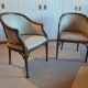 Set of 2 bergere style armchairs - bamboo and white imitation leather - vintage