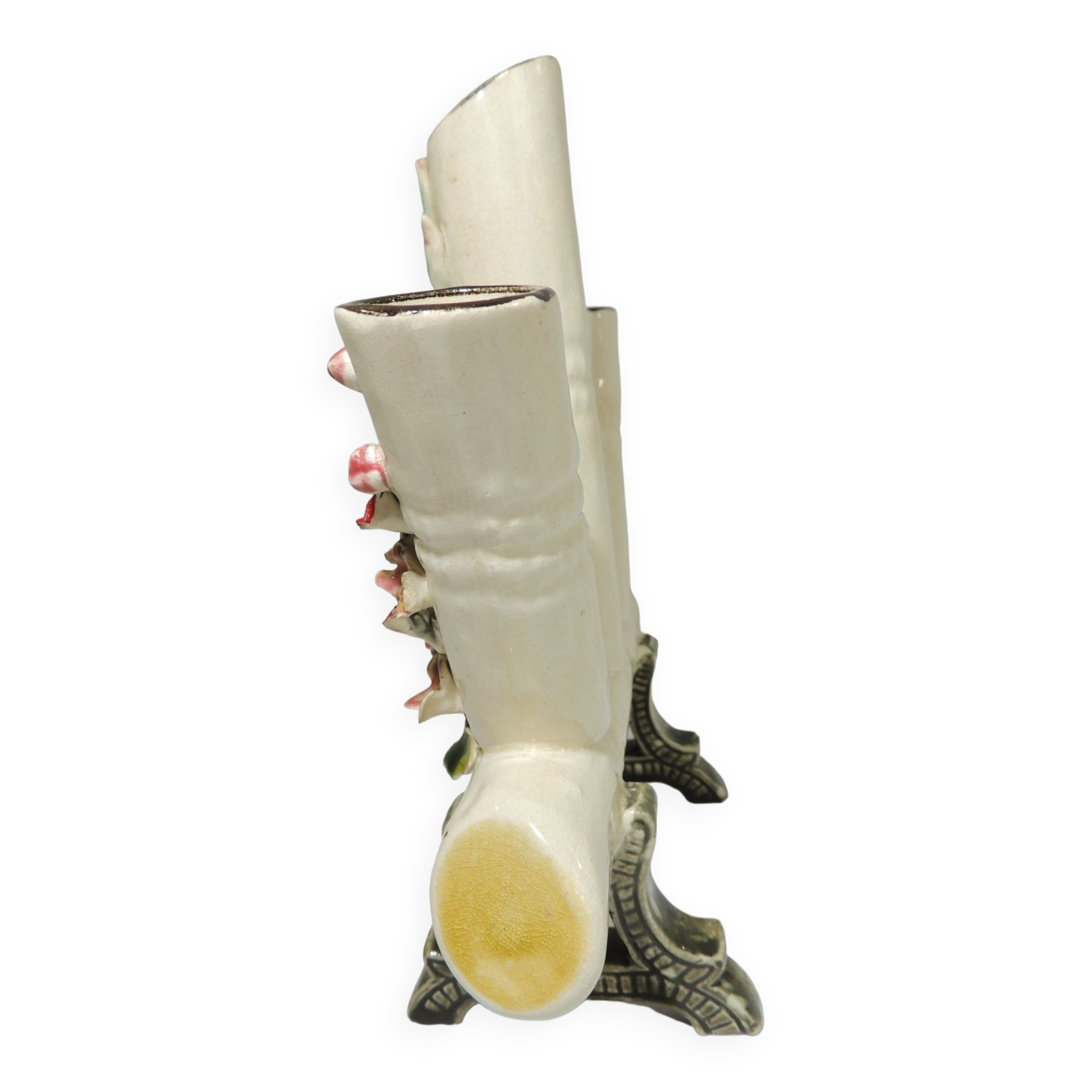 Old ceramic bouquet maker from the 1930s - Vintage Victorian French Majolica