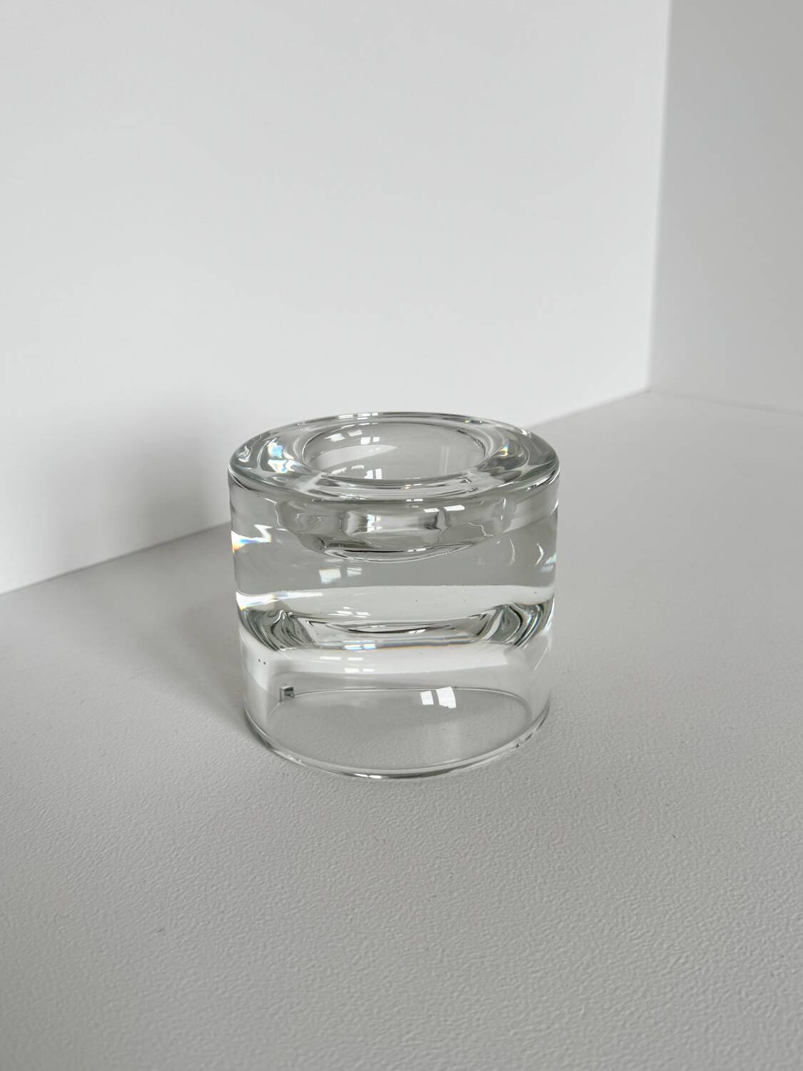 Vintage Modernist Heavy Round Clear Glass Ashtray