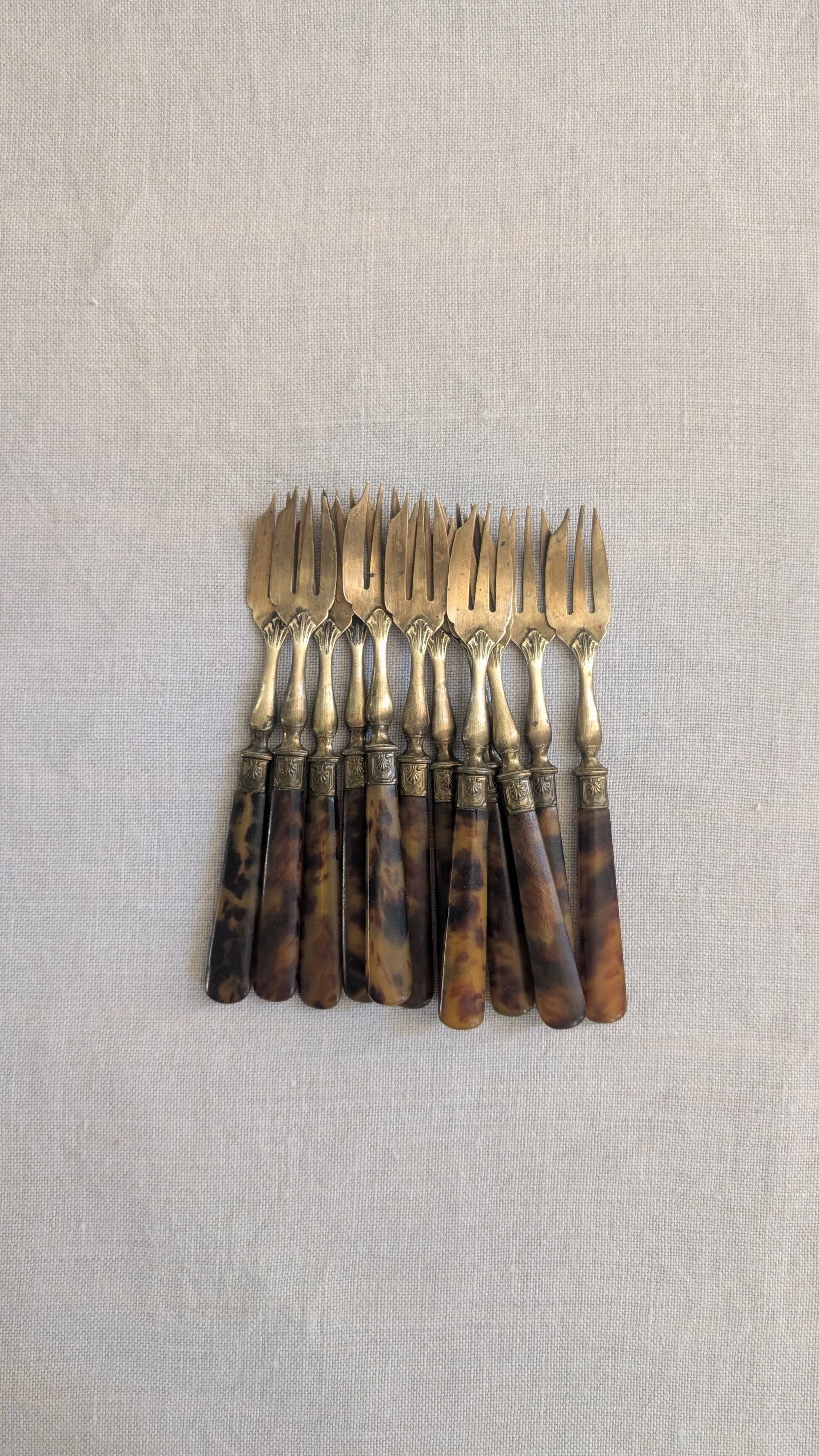 Set of 12 antique cake forks