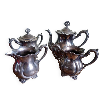 Art Nouveau - Coffee or tea service "W" - silver plated metal - Germany