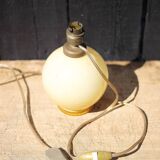 Lampe verre jaune vintage, lampe boule jaune miel, lampe de table verre soufflé, lampe à poser