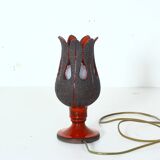 Handmade red ceramic table lamp, Sweden, 1970s