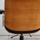 Vintage swivel office armchair in black leather and wood by Giroflex 60s