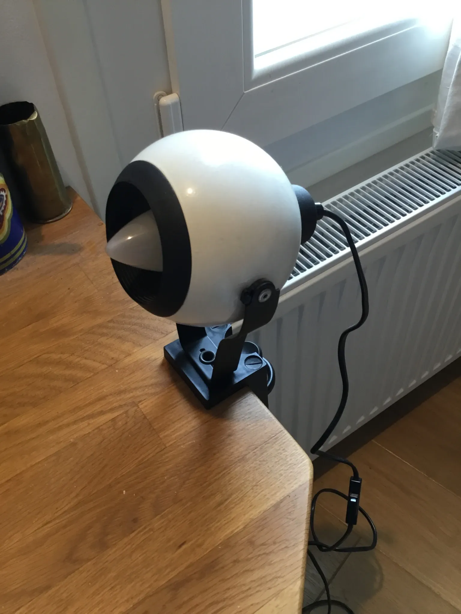 70s black and white eye ball globe lamp